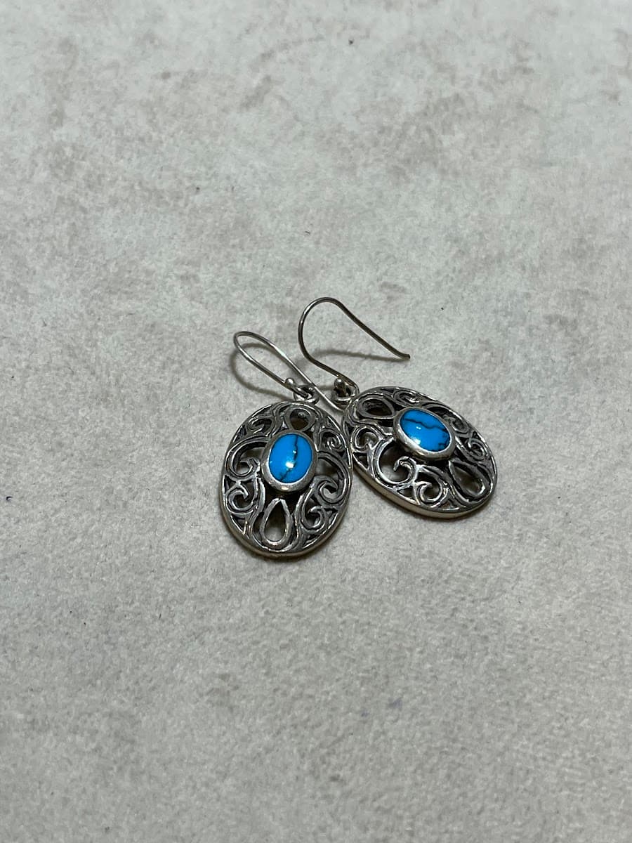 Boucles d'oreilles filigranes en Argent et Turquoise