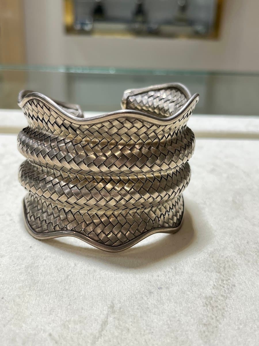 Bracelet manchette tressé en argent