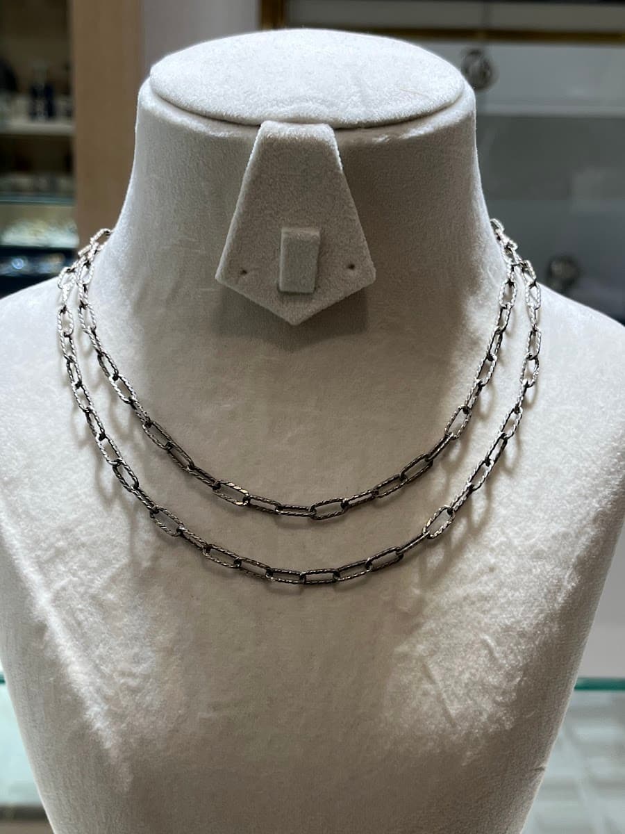 Collier double chaîne en argent texturé