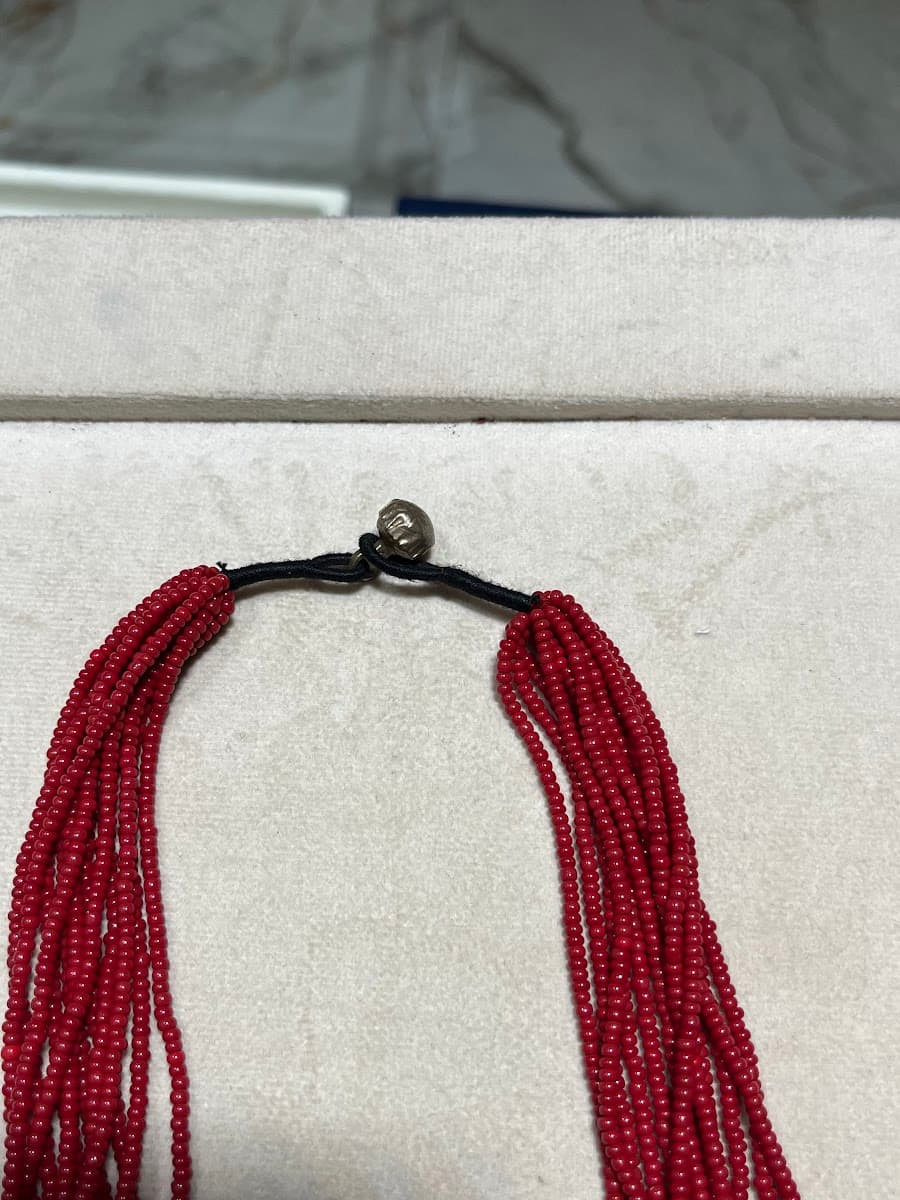 Collier Multi-rangs en Perles de Corail Rouge