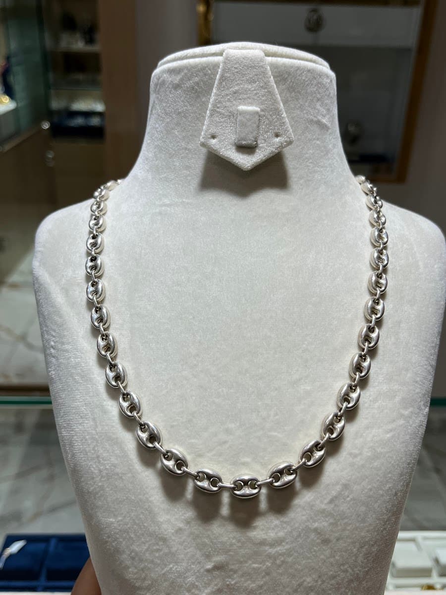 Collier maille grains de café en argent