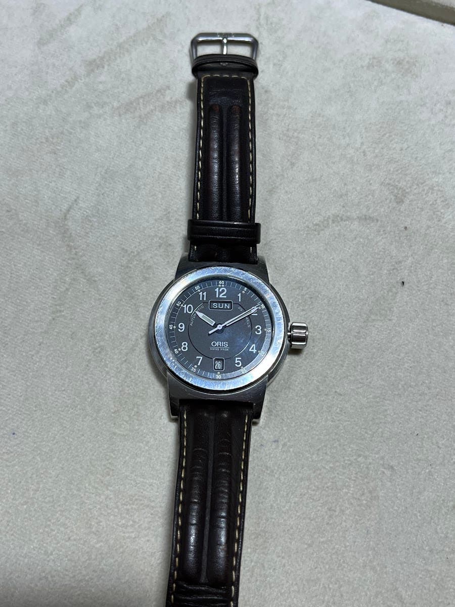 Oris Automatic Watch with Black Leather Strap