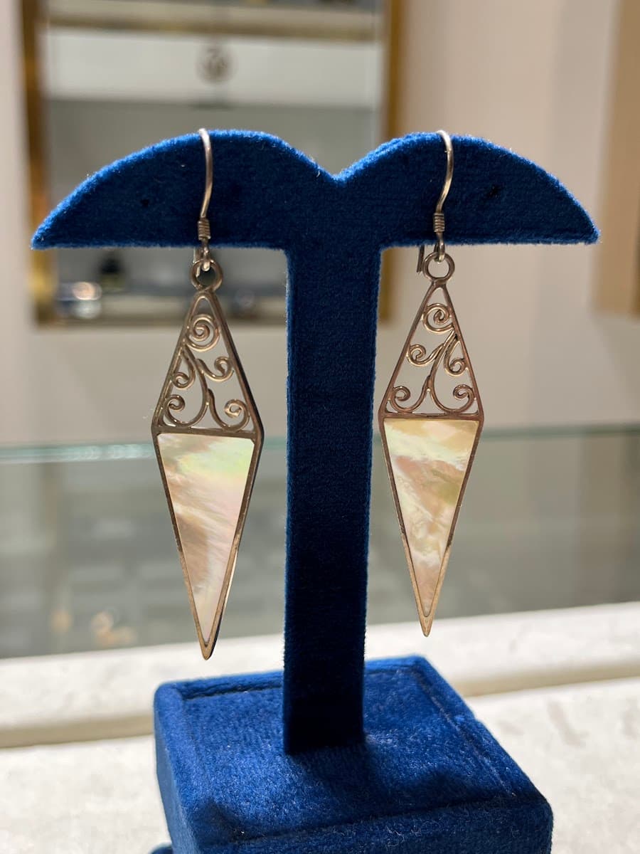 Boucles d'oreilles losange en argent et nacre
