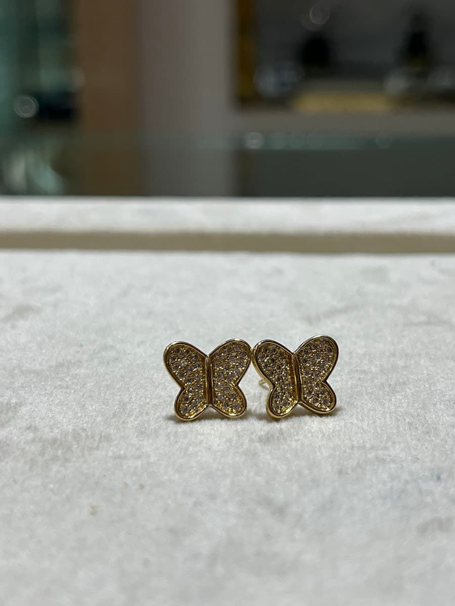 Boucles d'oreilles papillon en or et diamants