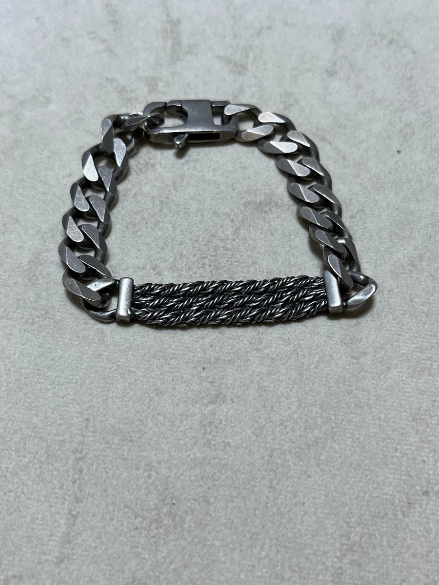 Bracelet à maillons en argent avec détail tressé