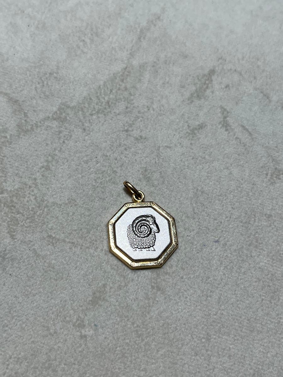 Pendentif Zodiaque Bélier Octogonal en Or