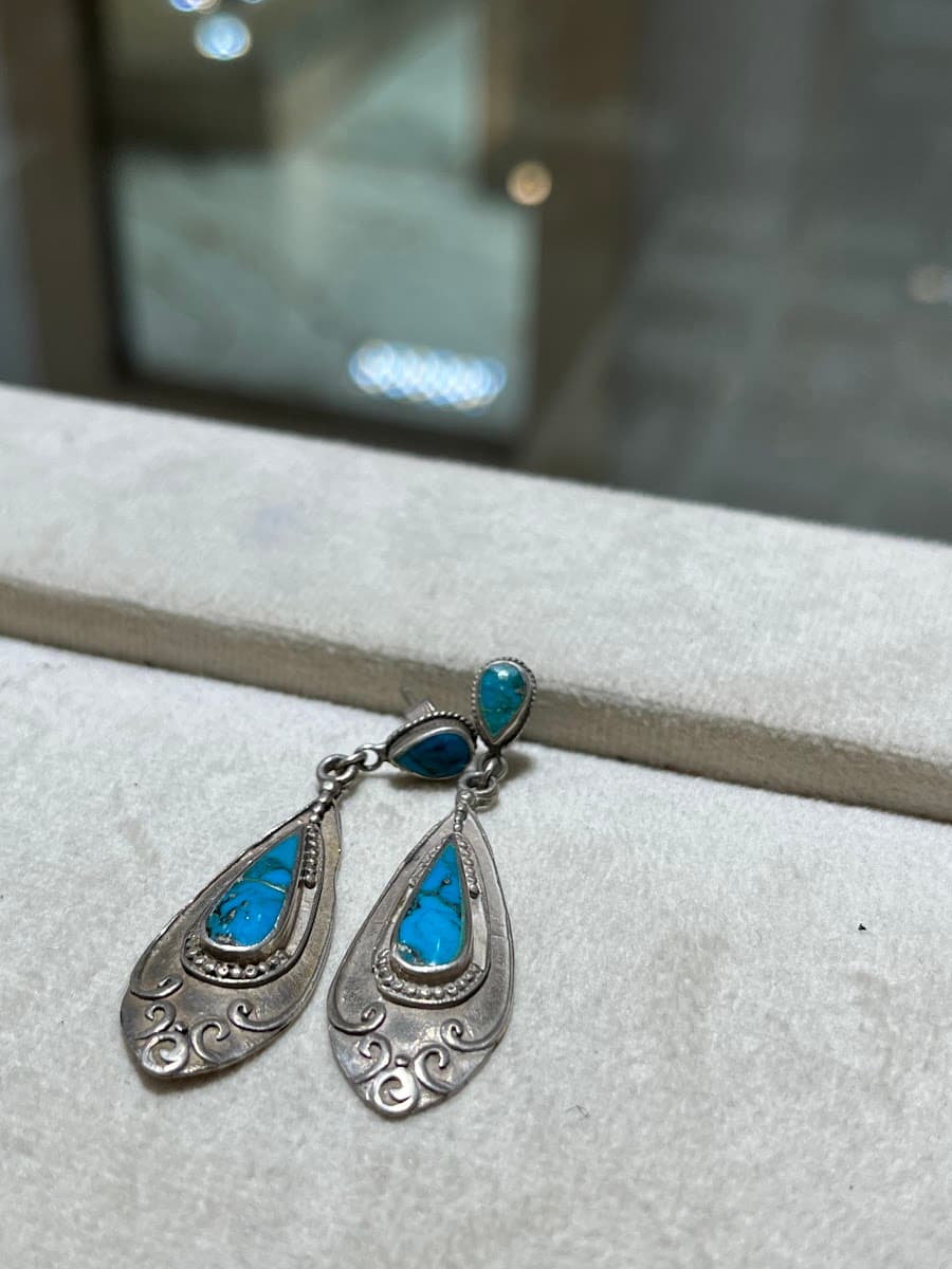 Boucles d'oreilles en argent et turquoise