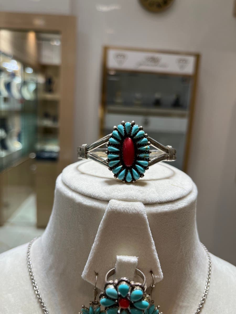 Bracelet Navajo Turquoise et Corail